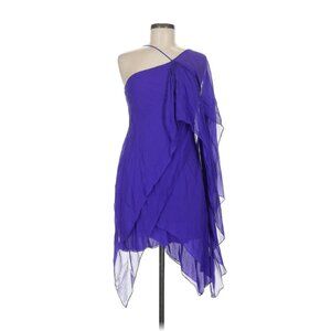 BCBGMAXAZRIA Purple Layered Ruffle One Shoulder Silk Dress - 6 / S